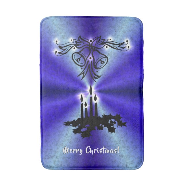 Advent, Christmas Magic on Blue Bath Mat (Front Vertical)