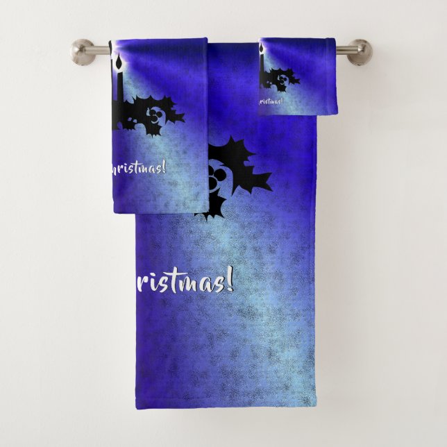 Advent, Christmas Magic on Blue Bath Towel Set (Insitu)