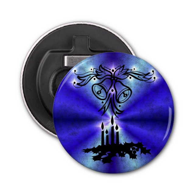 Advent, Christmas Magic on Blue Bottle Opener (Front)