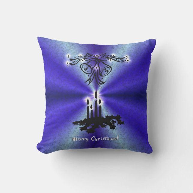 Advent, Christmas Magic on Blue Cushion (Front)