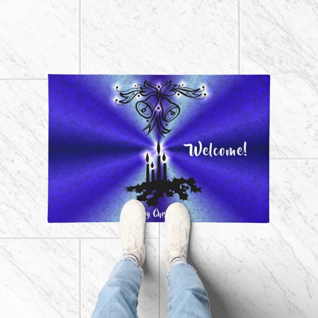 Advent, Christmas Magic on Blue Doormat (Indoor)