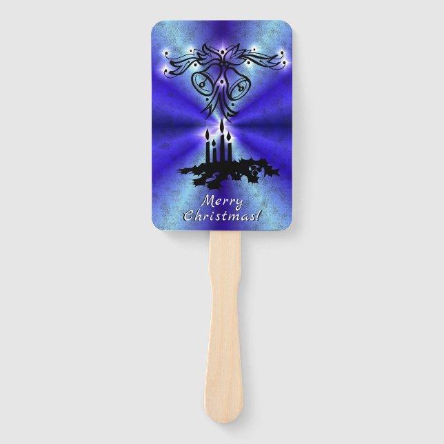 Advent, Christmas Magic on Blue Hand Fan (Front)