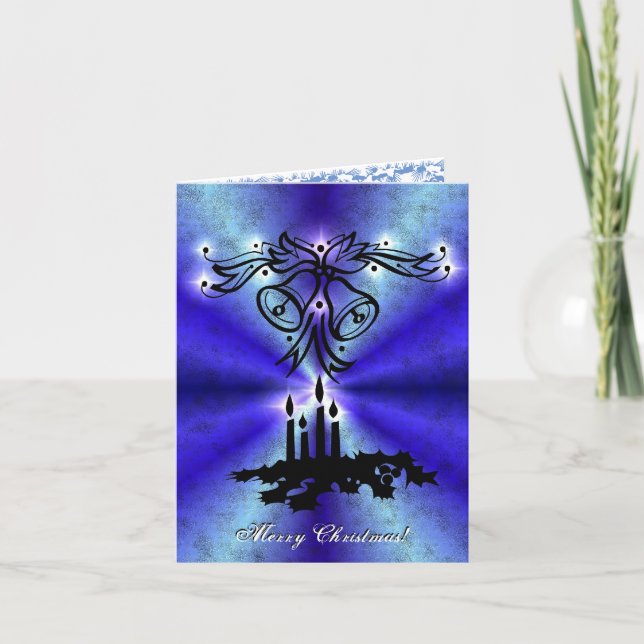 Advent, Christmas Magic on Blue Holiday Card (Front)
