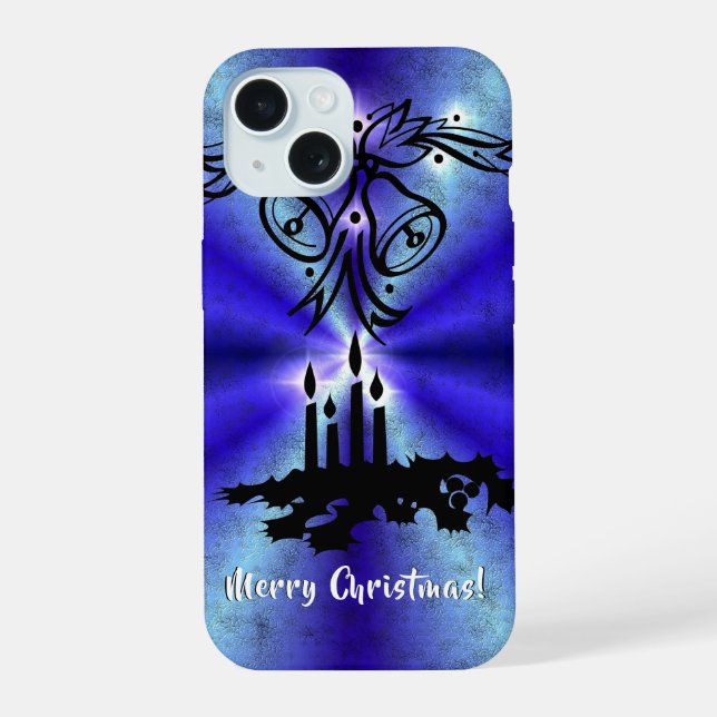 Advent, Christmas Magic on Blue iPhone 15 Case (Back)