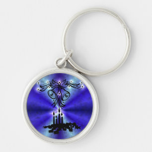 Advent, Christmas Magic on Blue Key Ring