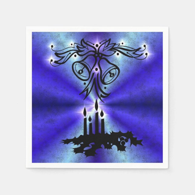Advent, Christmas Magic on Blue Napkin (Front)