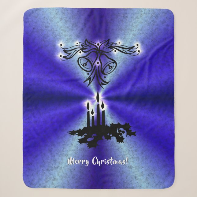 Advent, Christmas Magic on Blue Sherpa Blanket (Front)