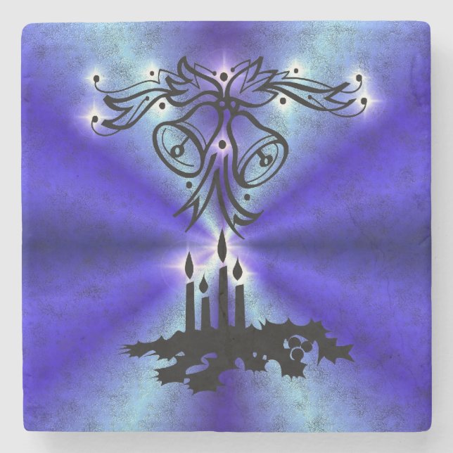 Advent, Christmas Magic on Blue Stone Coaster (Front)