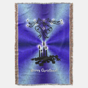 Advent, Christmas Magic on Blue Throw Blanket