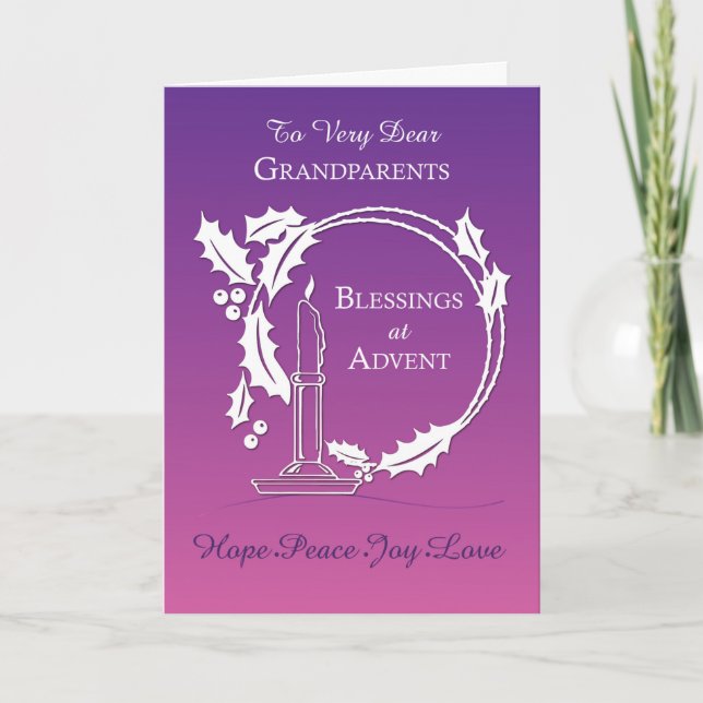 Advent Grandparents Blessings Wreath Candle Purple Card (Front)