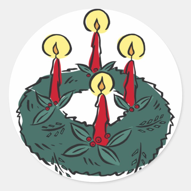 Advent Wreath Candles Classic Round Sticker (Front)