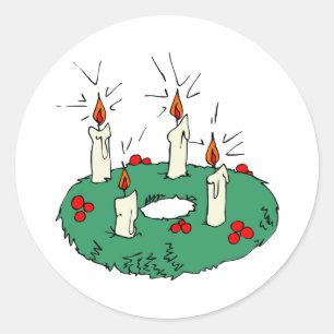 Advent Wreath Classic Round Sticker