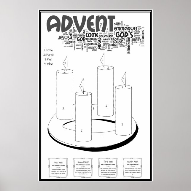 Advent Wreath Colour by Number Poster (Front)
