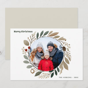 Advent Wreath Foliage Merry Christmas Family Photo Holiday Card