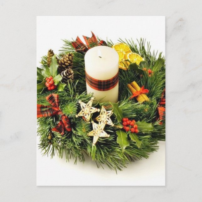 Advent Wreath On White Background Postcard (Front)