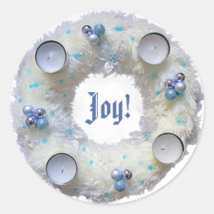 Advent Wreath Silver and Blue Classic Round Sticker