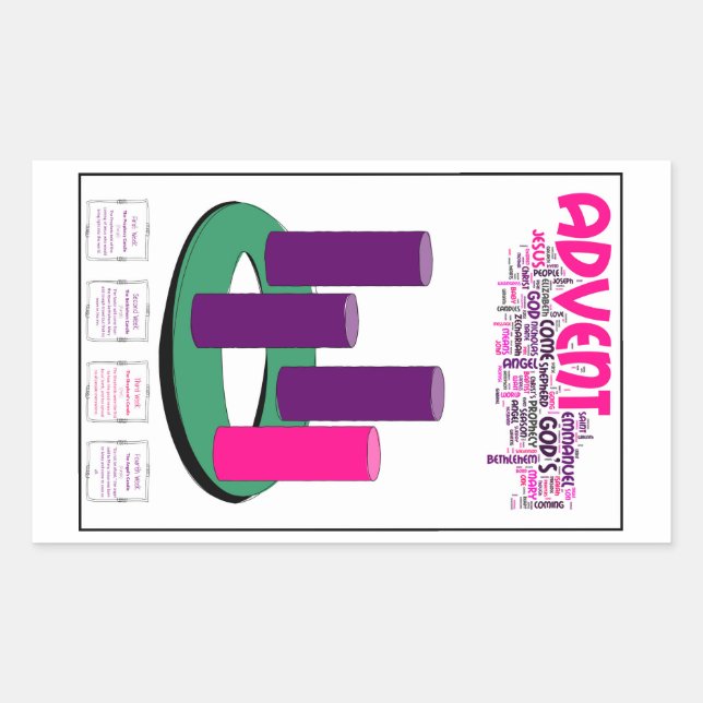 Advent Wreath Stickers: Perfect for Students! Rectangular Sticker (Front)