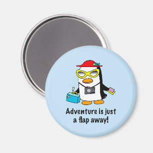 Adventure A Flap Away Tourist Penguin Magnet