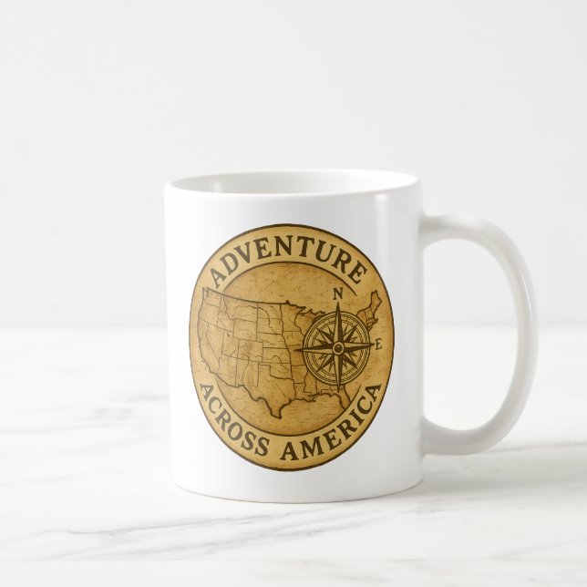 Adventure Across America Vintage Map Art Coffee Mug (Right)
