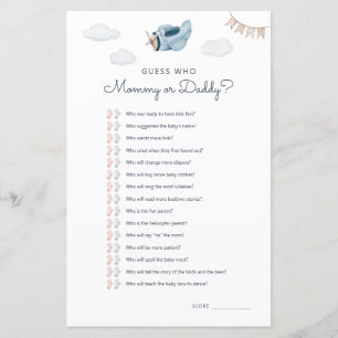 Adventure Aeroplane Baby Shower Guess Who Game