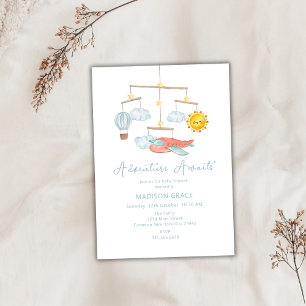 Adventure Aeroplane Hot Air Balloon Baby Shower Invitation