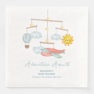 Adventure Airplane Hot Air Balloon Baby Shower Napkin