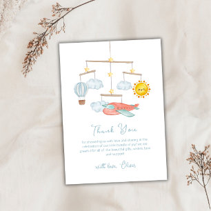 Adventure Airplane Hot Air Balloon Baby Shower Thank You Card