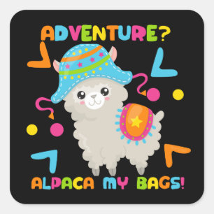 Adventure Alpaca My Bags Cute Funny Square Sticker