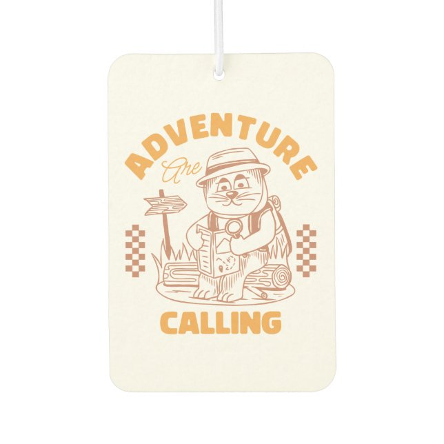 Adventure Are Calling– Vintage Cat Car Air Freshener (Front)