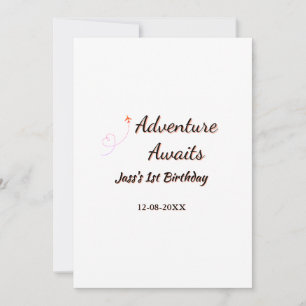 Adventure awaits 1st birthday name date planeretro invitation