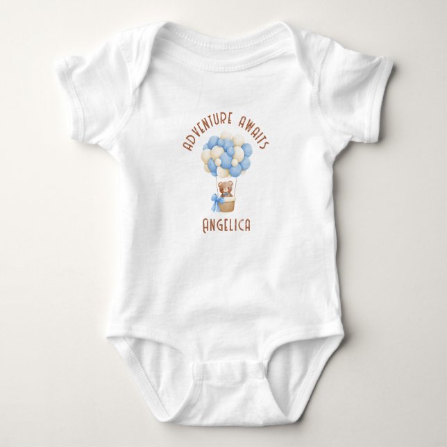 Adventure awaits air ballon baby bodysuit (Front)