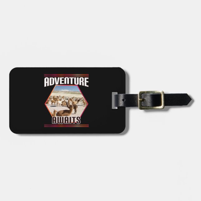 Adventure Awaits - Alpaca Llama Travel  Luggage Tag (Front Horizontal)