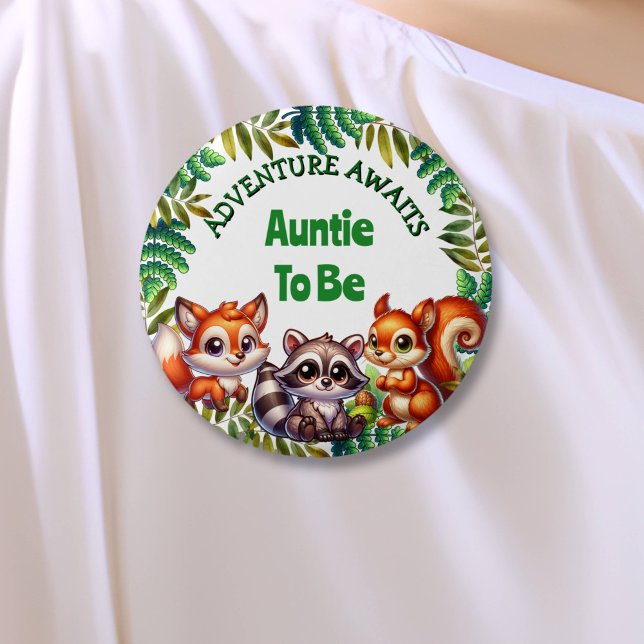 Adventure Awaits Auntie To Be Baby Shower 3 Cm Round Badge (Creator Uploaded)