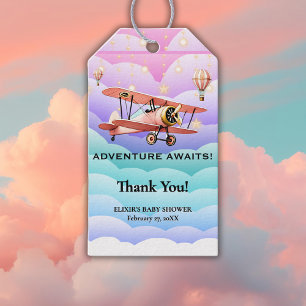 Adventure Awaits Aviation Baby Shower Gift Tags