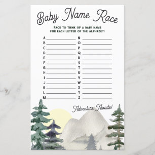 Adventure Awaits! Baby Name Race Baby Shower Game