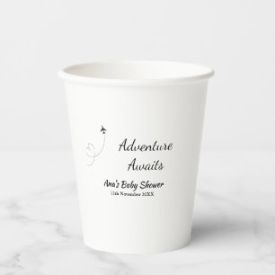 Adventure awaits baby shower add name date plane s paper cups
