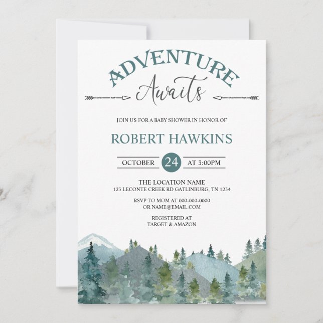 Adventure Awaits Baby Shower Invitation (Front)