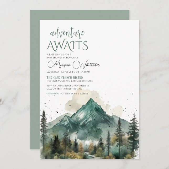 Adventure Awaits Baby Shower Invitation (Front/Back)