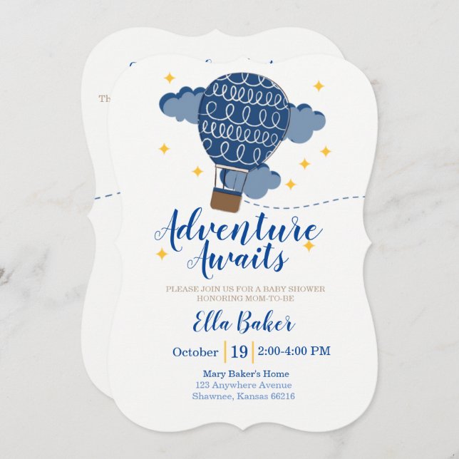 Adventure Awaits Baby Shower Invitation (Front/Back)