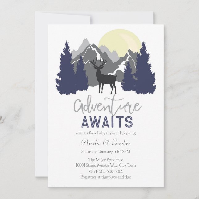 Adventure Awaits Baby Shower Invitation (Front)