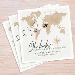 Adventure Awaits Baby Shower Map Napkins
