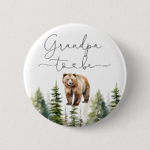 Adventure awaits bear baby shower Grandpa to be 6 Cm Round Badge