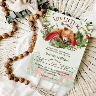 Adventure Awaits Bear Baby Shower Invitation