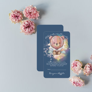 Adventure Awaits Bear Hot Air Balloon Baby Shower Enclosure Card