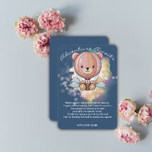 Adventure Awaits Bear Hot Air Balloon Baby Shower Thank You Card