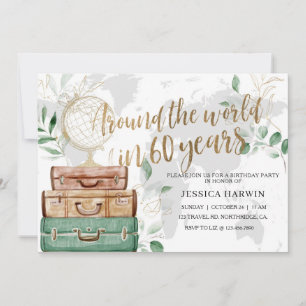Adventure awaits BIRTHDAY, 60TH, Travel theme  Invitation