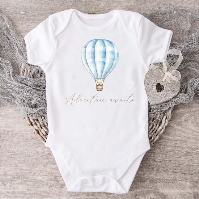 Adventure Awaits Blue Hot Air Balloon  Baby Bodysuit (Creator Uploaded)
