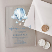Adventure Awaits! Blue Hot Air Balloon Baby Shower