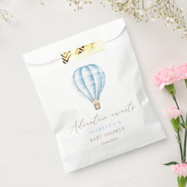 Adventure Awaits Blue Hot Air Balloon Baby Shower Favour Bags (Sealed)