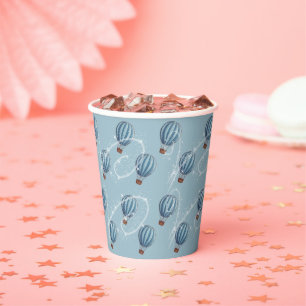 Adventure Awaits Blue Hot Air Balloon Baby Shower Paper Cups